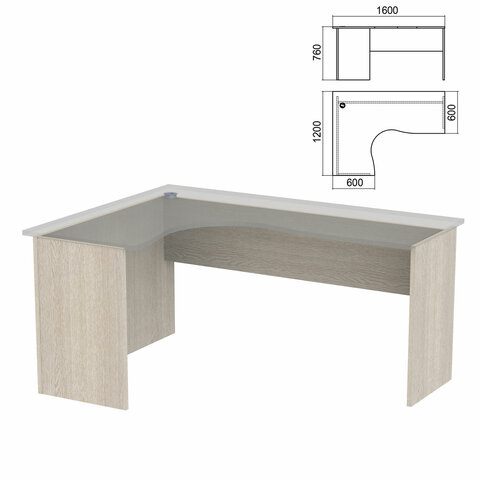 Стол компактный ЧАСТЬ 2 "Арго", 1600х1200х760 мм, левый, ясень шимо