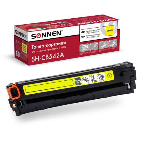 Картридж лазерный SONNEN (SH-CB542A) для HP CLJ CP1215/1515 ВЫСШЕЕ КАЧЕСТВО, желтый, 1400 страниц, 363956