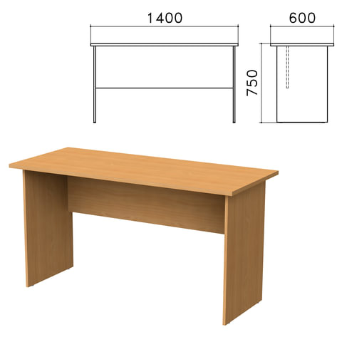 Стол письменный "Монолит", 1400х600х750 мм, цвет бук бавария, СМ22.1