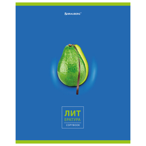 Тетрадь предметная "AVOCADO" 48 л., глянцевый лак, ЛИТЕРАТУРА, линия, подсказ, BRAUBERG, 404281