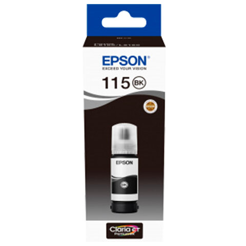 Чернила EPSON 115 (C13T07C14A) для СНПЧ L8160/L8180, черные пигментные, объем 70 мл, ОРИГИНАЛЬНЫЕ