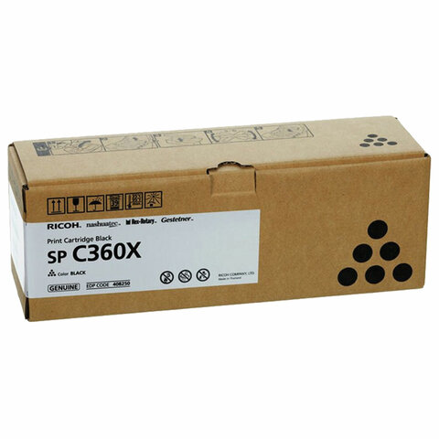 Картридж лазерный RICOH (SP C360X) для Ricoh SP C361SFNw, черный, оригинальный, ресурс 10000 страниц, 408250