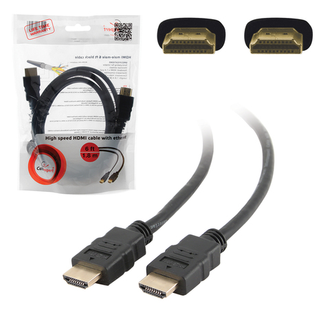 Кабель HDMI, 1,8 м, GEMBIRD, M-M, экранированный, для передачи цифрового аудио-видео, CC-HDMI4-6