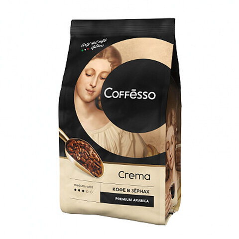 Кофе в зернах COFFESSO "Crema", 1000 г, вакуумная упаковка, 101214