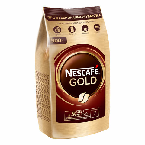 Кофе молотый в растворимом NESCAFE (Нескафе) "Gold", сублимированный, 900 г, мягкая упаковка, 01968, 12348493