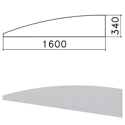 Экран - перегородка "Монолит", 1600х16х340 мм, БЕЗ ФУРНИТУРЫ (код 640237), серый, ЭМ22.11