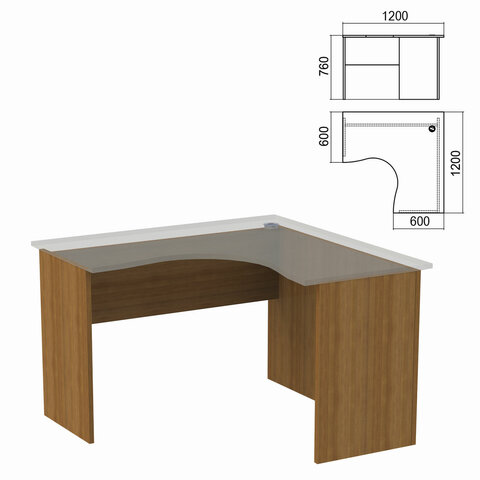 Стол компактный ЧАСТЬ 2 "Арго", 1200х1200х760 мм, правый, орех, А-203.60